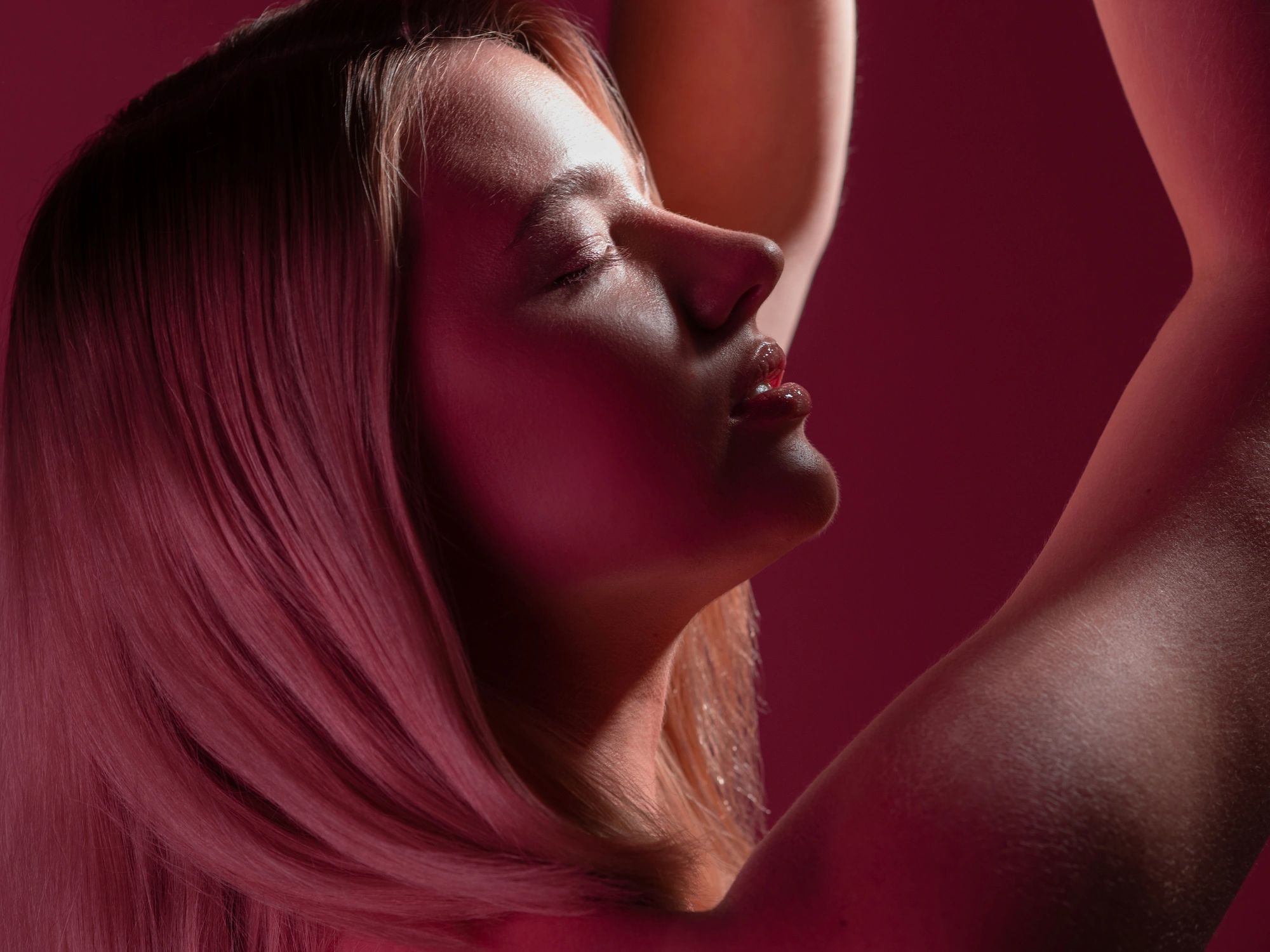 Beauty portrait on pink background