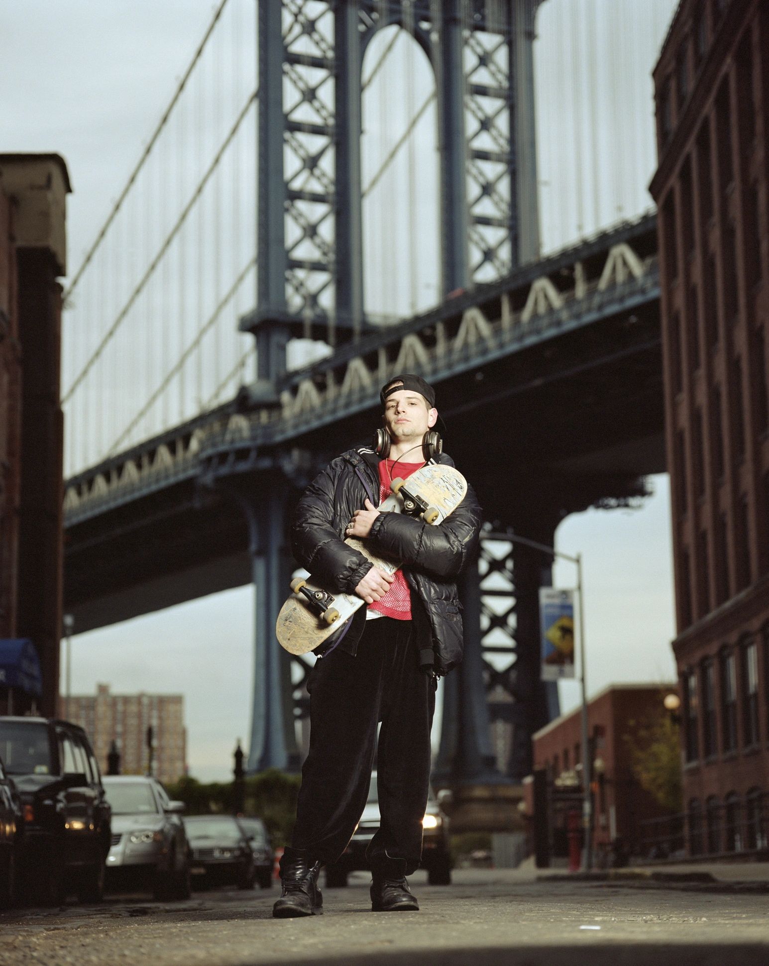 Portrait of a young man near the Manhattan Bridge