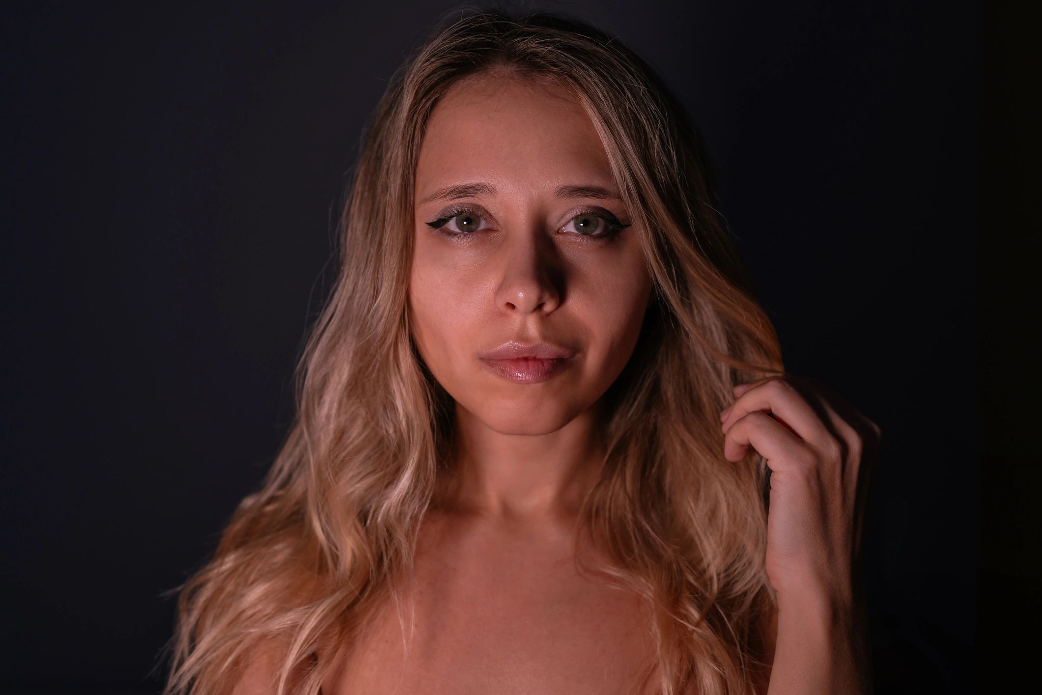 Soft studio portrait close-up